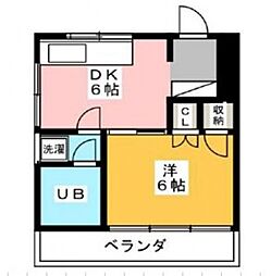 森本ビル 4階1DKの間取り