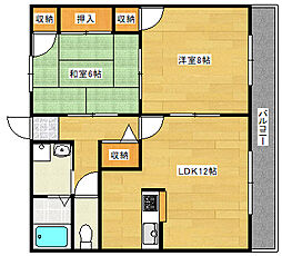グランデ西原 3階2LDKの間取り