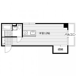 ボイスビル6 4階ワンルームの間取り