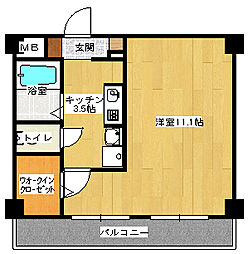 ロジュマン 4階1Kの間取り
