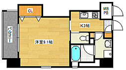 Fancy大手町 7階1Kの間取り