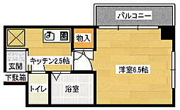 フェリエ東雲 4階1Kの間取り