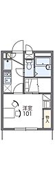 レオパレス千寿 2階1Kの間取り
