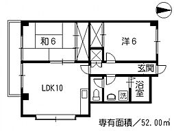 パル石原 2階2LDKの間取り