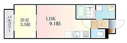 KLALISS西原 2階1LDKの間取り