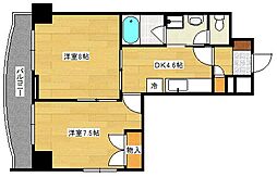 サンビレッジ段原 9階1DKの間取り