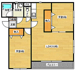 ラヴィーヌ緑井III号館 1階2LDKの間取り