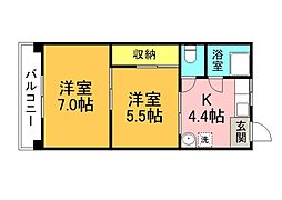 西十日市ビル 3階2Kの間取り
