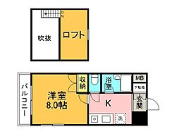 NAKASHIMA　BLDG 9階1Kの間取り