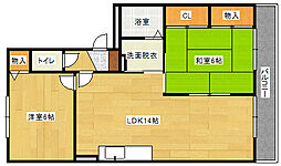 ハイカムール玉木 3階2LDKの間取り