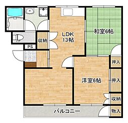 ニューライフ石田 3階2LDKの間取り