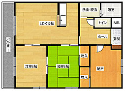 グランドハイツ 3階2SLDKの間取り