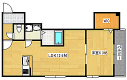リノリノアパートメント広島エキキタ 1階1LDKの間取り