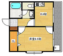 セジュール観音 2階1Kの間取り