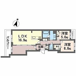 Ｂａｌｌｏｏｎｆｌｏｗｅｒ　Ｓｏｕｔｈ 2階2LDKの間取り