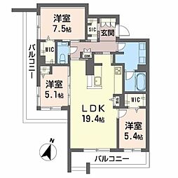 Ｂａｌｌｏｏｎｆｌｏｗｅｒ　Ｓｏｕｔｈ 2階3LDKの間取り