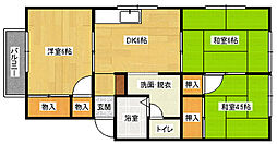 プレジール 2階3DKの間取り