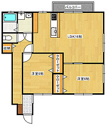 ALBA川内 1階2LDKの間取り