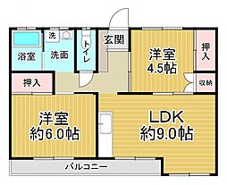 第一今井ビル 3階2DKの間取り