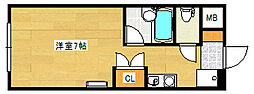 ファイン・ハイム 4階ワンルームの間取り