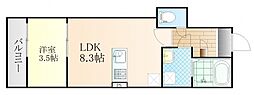 KLALISS西原 1階1LDKの間取り