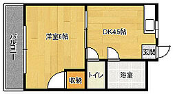 ブルックハウス 3階1Kの間取り