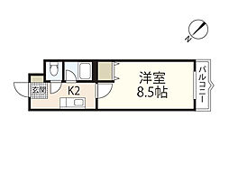 コンフォート祇園 2階1Kの間取り