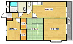 メイプルハウス 1階3DKの間取り