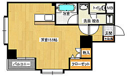 モンフレール 3階ワンルームの間取り
