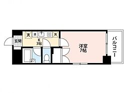 エミネンスオクダ 10階1Kの間取り