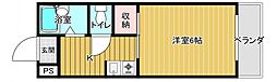 コーポサンライズ 4階1Kの間取り