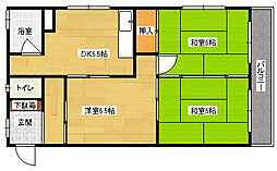 隅本ビル 2階3DKの間取り