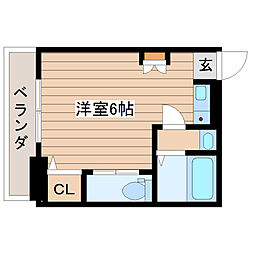 さくらビル（旧棟） 5階ワンルームの間取り