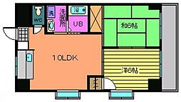 ルート大芝 4階2LDKの間取り