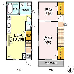 ラクシアポート 1階2LDKの間取り