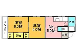パークハイム富士見町 4階2DKの間取り