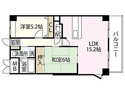 グリーンヒルみくまり 2階2LDKの間取り