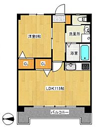 Forest Hills 田方 3階1LDKの間取り