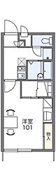 レオパレスフィオーレ 2階1Kの間取り