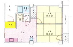第一石丸ビル 3階2DKの間取り