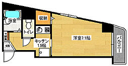 ソフィアコート住吉 6階1Kの間取り