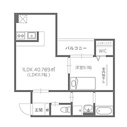 La vie Chouchou 大町 2階1LDKの間取り