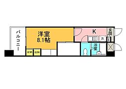 レオパレス国泰寺 15階1Kの間取り