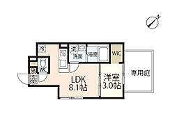 S-MOVE庚午北 4階1LDKの間取り