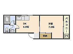 山本マンション 4階1DKの間取り