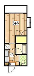 レジデンスK＆M 2階1Kの間取り