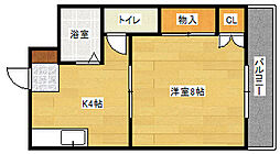 サンファミール緑井 3階1Kの間取り