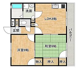 Ｓ・Ｙ桃山 2階2DKの間取り