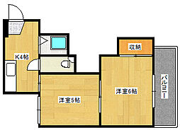 コーポ西田 3階2Kの間取り