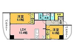 白島城北東亜ビル 15階1Kの間取り